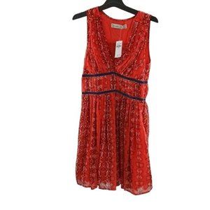 Abercrombie & Fitch Dress Orange Batik Print Sleeveless V Neck Short Womens XS